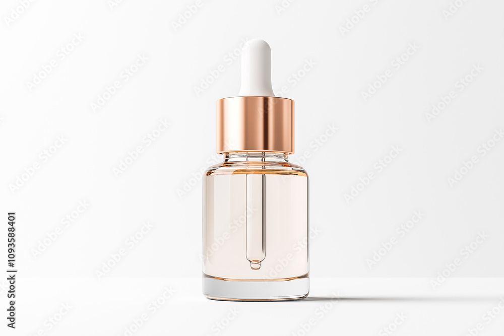 Glass dropper bottle serum isolated on white background Glass dropper bottle serum isolated on white background