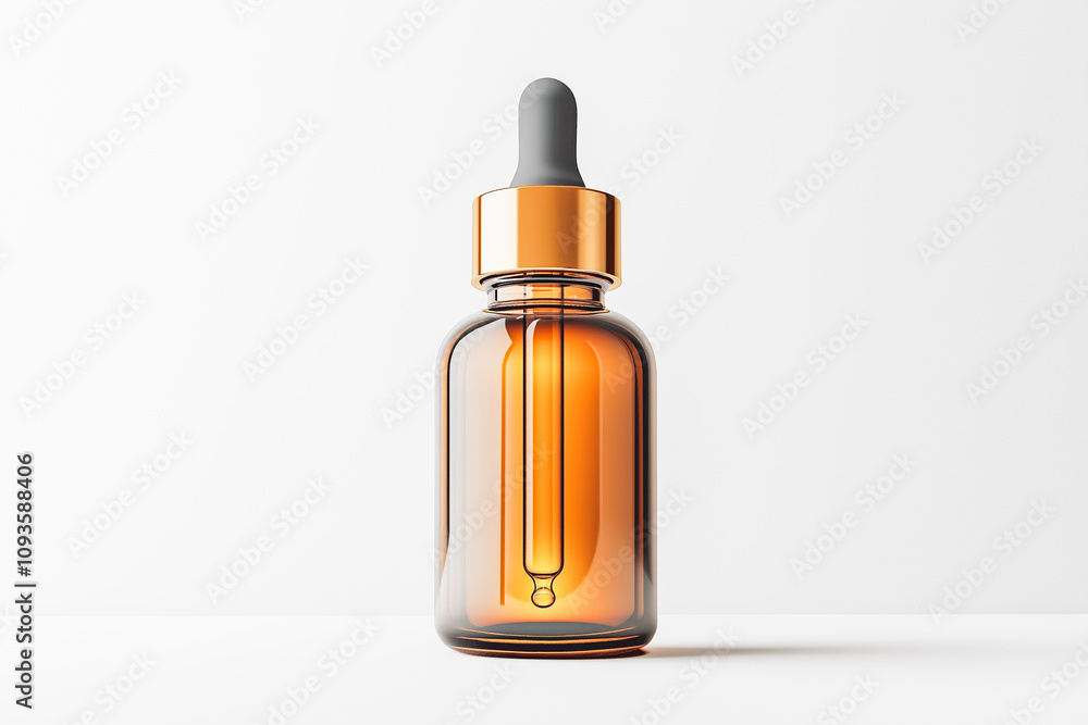 Fototapeta premium Glass dropper bottle serum isolated on white background