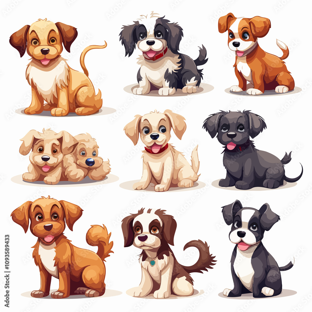 Variety of Dog Breeds Illustration for Design Projects Variety of Dog Breeds Illustration for Design Projects
