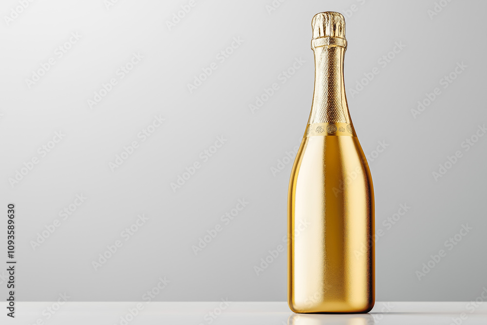 Gold champagne bottle elegant on transparent background Gold champagne bottle elegant on transparent background