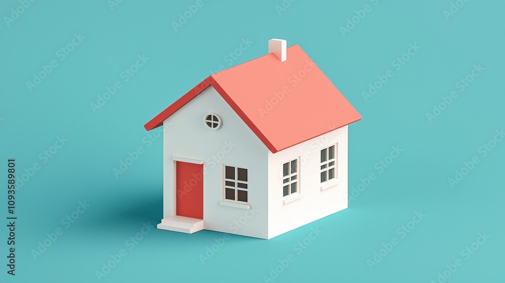 Charming Minimalist House Model with a Light Blue Background Highlighting Modern Design and Simple Aesthetic for Home and Architecture Illustrations Charming Minimalist House Model with a Light Blue Background Highlighting Modern Design and Simple Aesthetic for Home and Architecture Illustrations