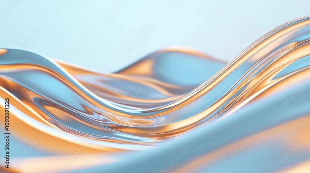 3D Waves of Liquid Metal in Icy Blue and Silver 3D Waves of Liquid Metal in Icy Blue and Silver