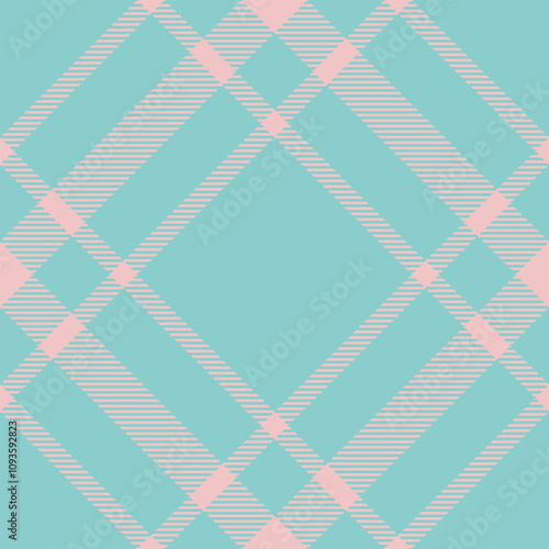 Size plaid seamless vector, 1940s textile tartan pattern. Antique background fabric check texture in teal and light colors.