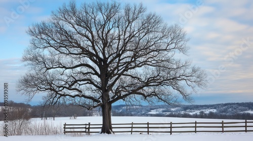 Wallpaper Mural Majestic Winter Oak: A Serene Winter Landscape Torontodigital.ca
