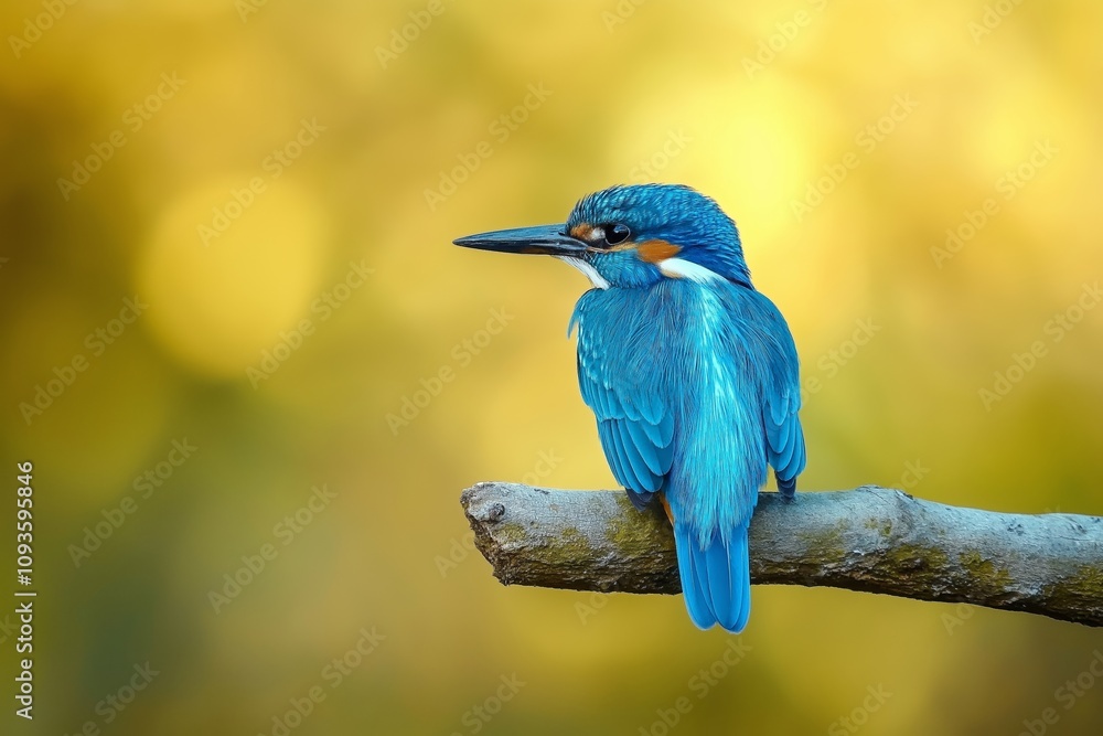 Obraz premium A stunning kingfisher bird displays vibrant blue feathers against a soft background.