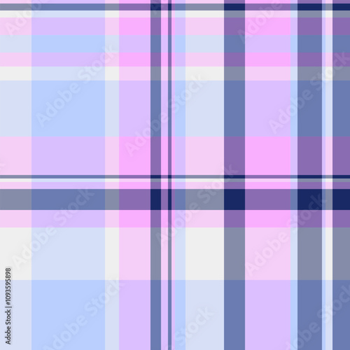 Linear pattern background check, soft seamless tartan plaid. British fabric textile vector texture in light and blue colors.