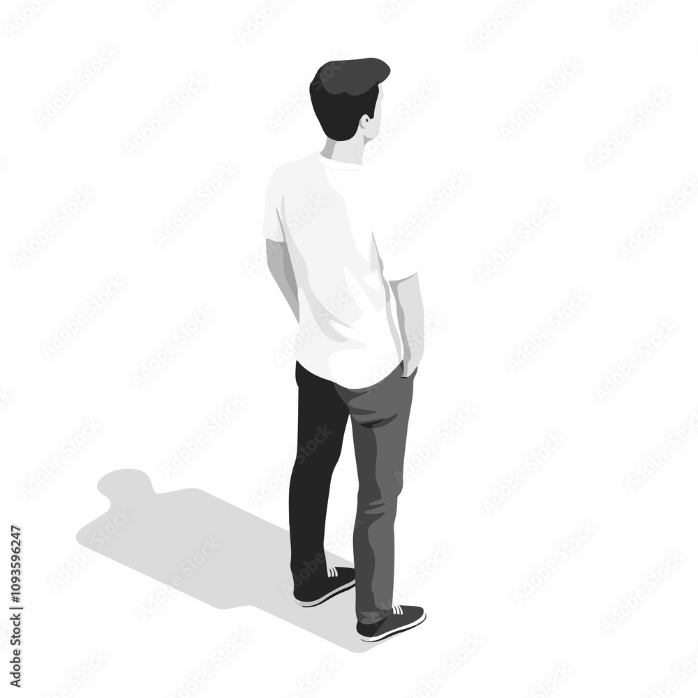Isometric Black and White Vector Avatar Concept for Professionals