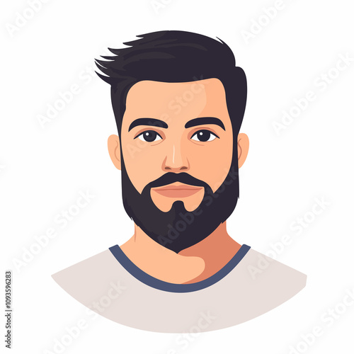 Modern Man with Beard Avatar Icon on White Background