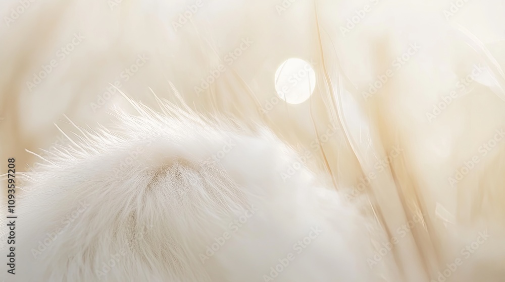 Soft White Fur Against a Light Beige Background Soft White Fur Against a Light Beige Background