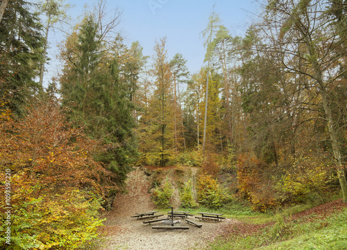 Von Wendenheim bis Märchensee ist umgeben von Wald und bietet eine ruhige Atmosphäre, die ideal zum Entspannen oder für ein Picknick ist photo