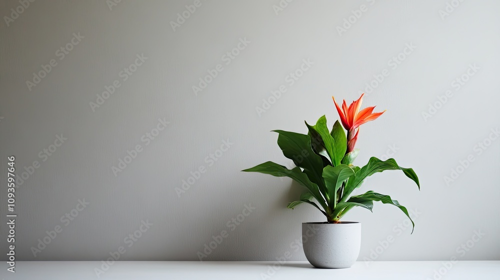 Orange Bird of Paradise Plant in Grey Pot Orange Bird of Paradise Plant in Grey Pot