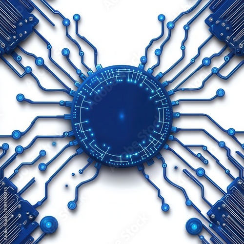 a medical AI , health technology concept, futuristic circuit pattern, blue, isolated on white background