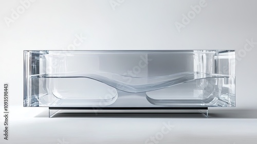 Transparent Glass Coffee Table With Wave Design