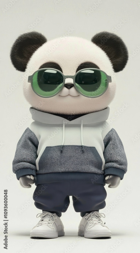 A cute panda character wearing sunglasses and casual clothing, exuding a playful vibe. A cute panda character wearing sunglasses and casual clothing, exuding a playful vibe.