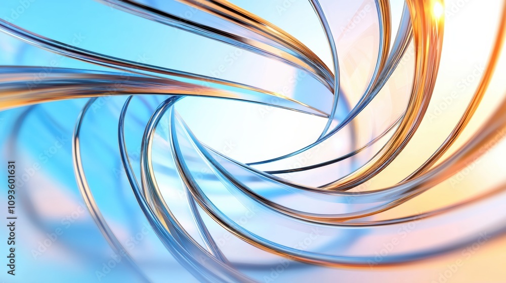 Naklejka premium 3D Glass Helix with Cold Reflections