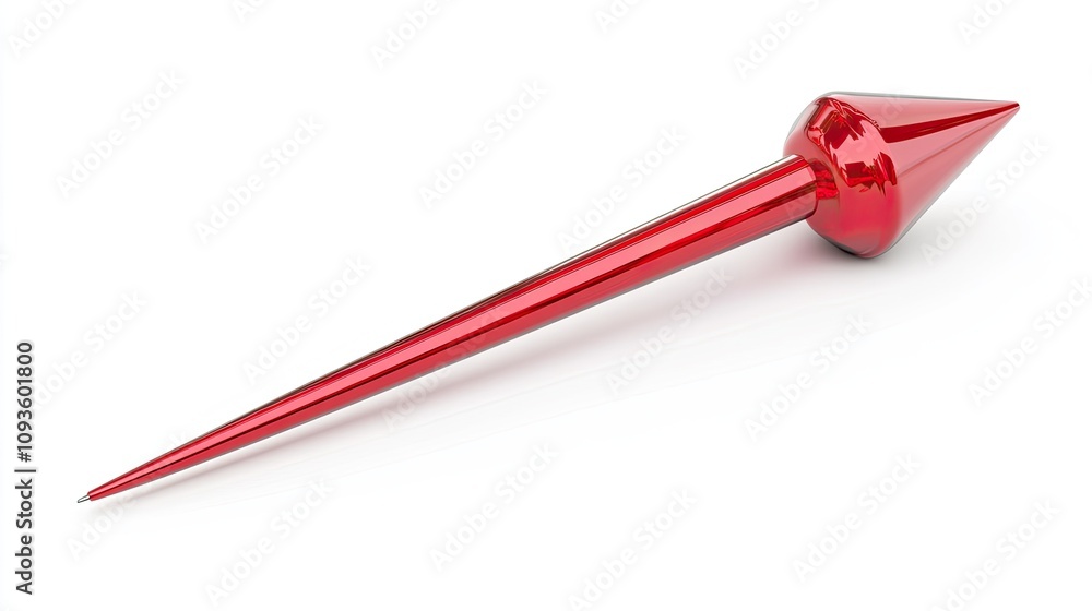 Red metallic pointed object isolated on white background. Red metallic pointed object isolated on white background.