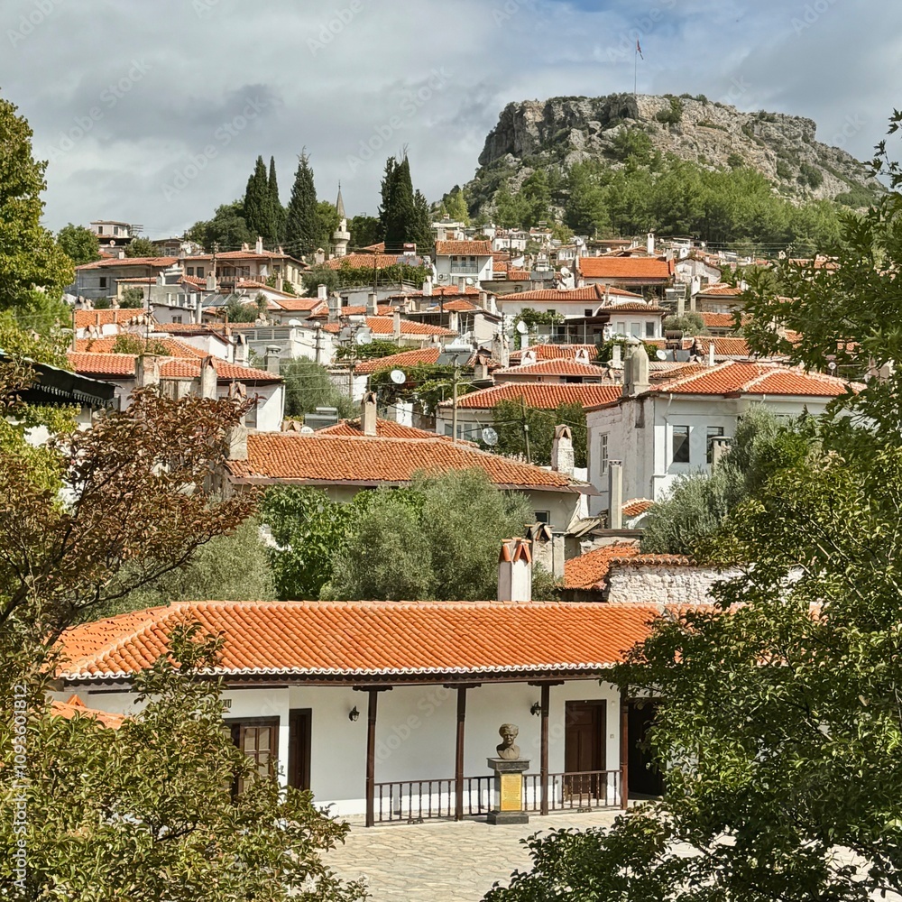 The Ottoman style of chimneys in the old town of Mugla in Turkey
