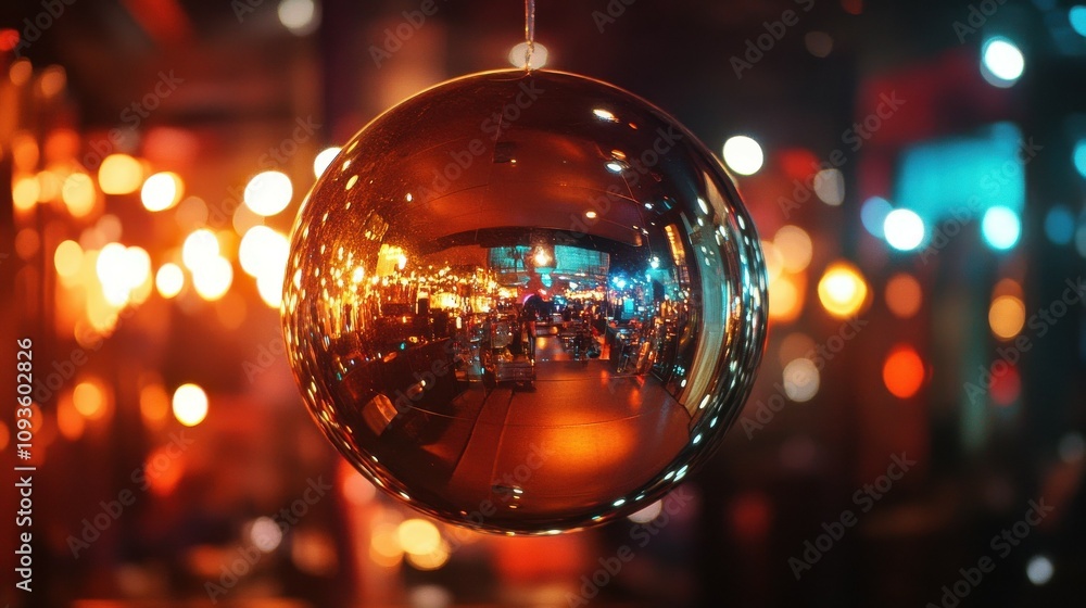 Reflective sphere often found in dance clubs or parties. Reflective sphere often found in dance clubs or parties.