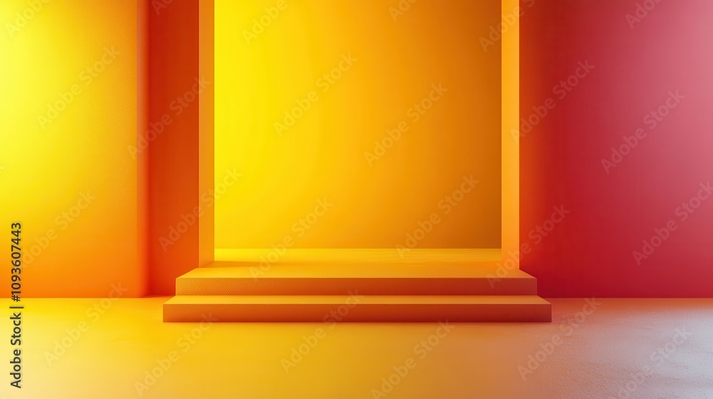 A vibrant, minimalist space with a yellow and orange color gradient backdrop. A vibrant, minimalist space with a yellow and orange color gradient backdrop.