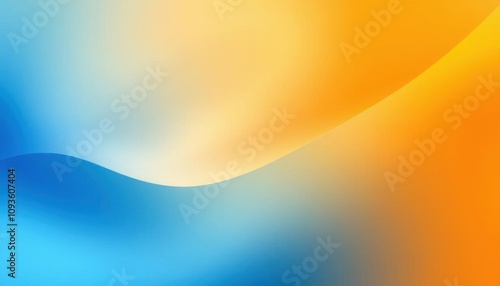 a close up of a blue and yellow background with a blury wave