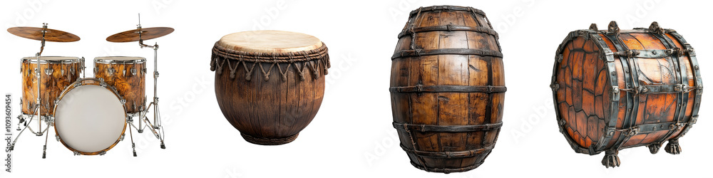 Fototapeta premium Musical Instrument – Unique Instrument, Such as Turtle Shell Drums Isolated on Clear White Background Highly Detailed