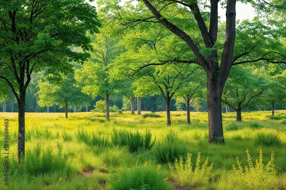 Green Trees, Shrubs, and Meadow Isolated for Forest and Park Landscape Design Green Trees, Shrubs, and Meadow Isolated for Forest and Park Landscape Design