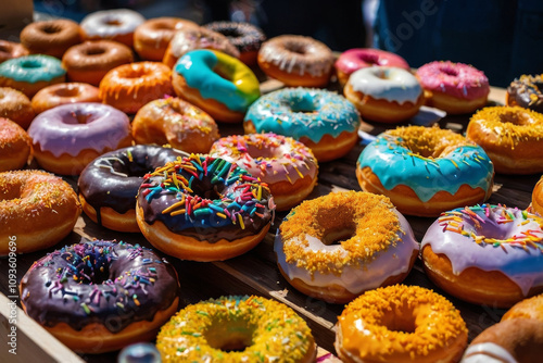 Wallpaper Mural Donuts of rainbow colour  at a fair Torontodigital.ca