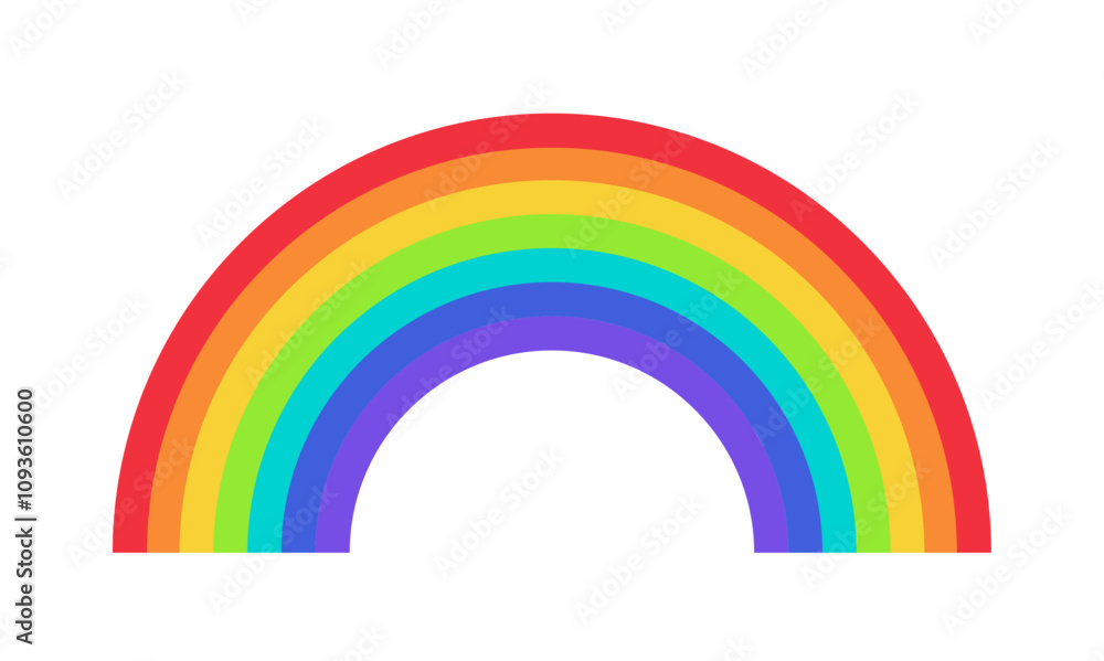Colorful rainbow icon: a flat design symbol representing a full spectrum of colors, ideal for apps and websites. The icon can be used to represent diversity, creativity, or visual themes. Vector illus Colorful rainbow icon: a flat design symbol representing a full spectrum of colors, ideal for apps and websites. The icon can be used to represent diversity, creativity, or visual themes. Vector illus