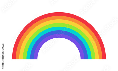Colorful rainbow icon: a flat design symbol representing a full spectrum of colors, ideal for apps and websites. The icon can be used to represent diversity, creativity, or visual themes. Vector illus