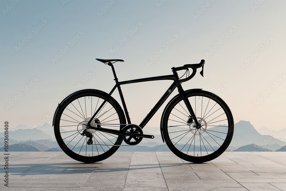 Fototapeta premium Minimalist Black Bicycle in Striking Views - 3D Rendered Illustration