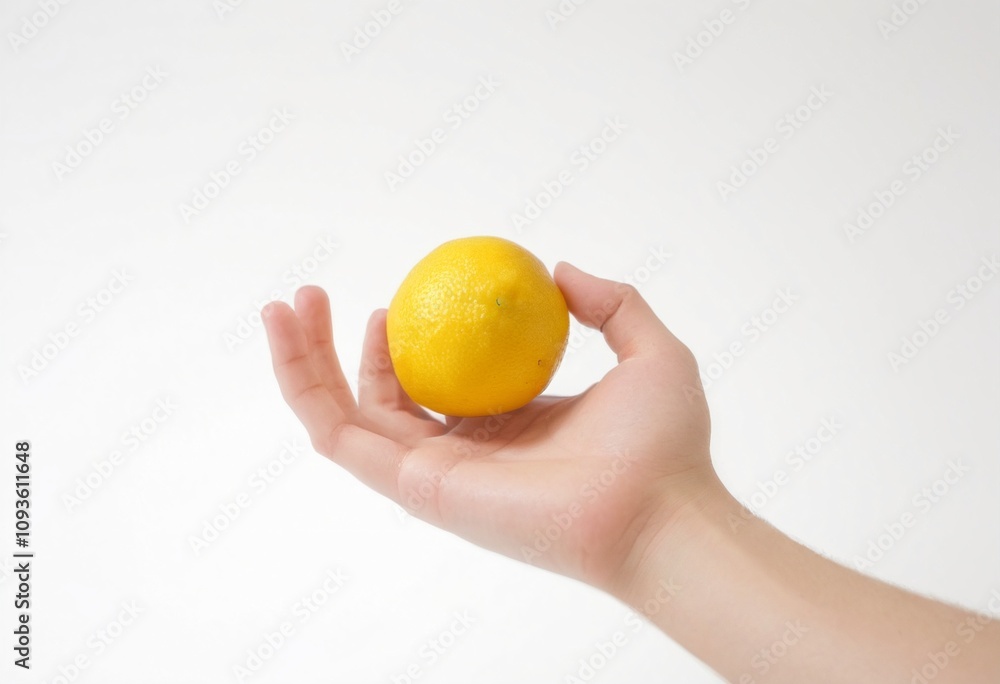 Lemon in palm oil on white background Lemon in palm oil on white background