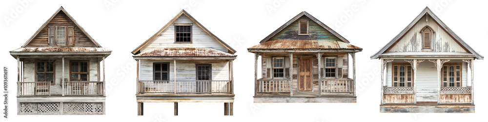 Historic Chattel House – A Traditional Wooden House, Reflecting the Architectural Heritage of Barbados Isolated on Clear White Background Highly Detailed Historic Chattel House – A Traditional Wooden House, Reflecting the Architectural Heritage of Barbados Isolated on Clear White Background Highly Detailed
