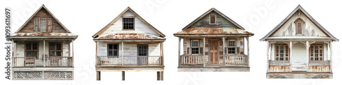 Historic Chattel House – A Traditional Wooden House, Reflecting the Architectural Heritage of Barbados Isolated on Clear White Background Highly Detailed 