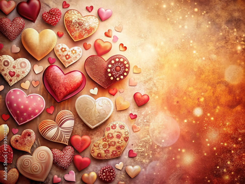 Stunning Heart Shapes and Love Symbols on a Soft Background with Ample Copy Space for Romantic Messages or Designs Featuring Various Textures and Vibrant Colors Stunning Heart Shapes and Love Symbols on a Soft Background with Ample Copy Space for Romantic Messages or Designs Featuring Various Textures and Vibrant Colors