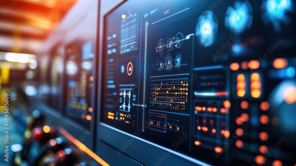 Obraz premium Futuristic Control Panel Interface: Advanced Technology Dashboard