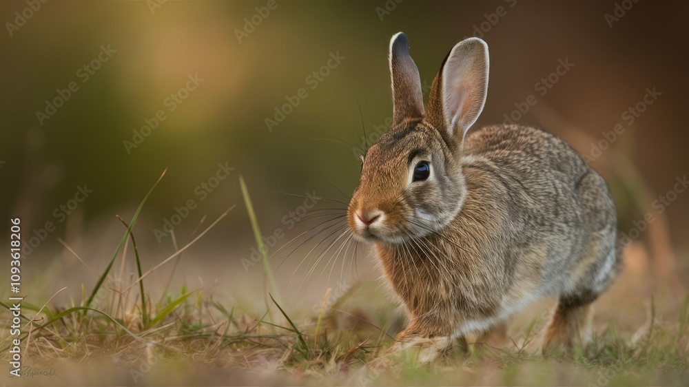 Alert Bunny in natural habitat: A close-up shot of a cute bunny in its natural habitat, showcasing the soft fur and alert expression. Alert Bunny in natural habitat: A close-up shot of a cute bunny in its natural habitat, showcasing the soft fur and alert expression.
