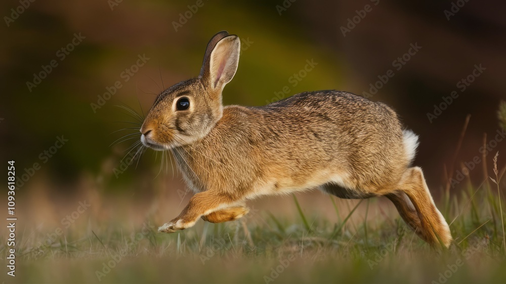 Running Rabbit in the Meadow: A swift rabbit bounds across a meadow. The sun's warm light catches its fur, capturing a moment of pure, unadulterated freedom. Running Rabbit in the Meadow: A swift rabbit bounds across a meadow. The sun's warm light catches its fur, capturing a moment of pure, unadulterated freedom.