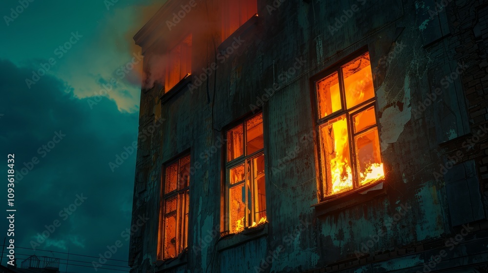 Fototapeta premium fire in the window.