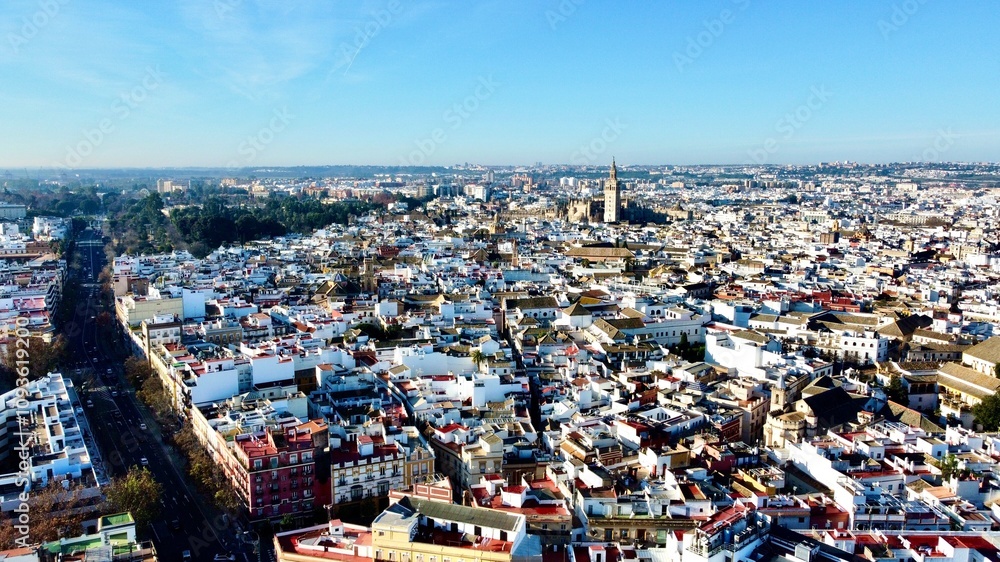 the panorama view of Seville, Spain the panorama view of Seville, Spain