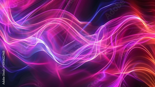 Wallpaper Mural Abstract neon waves on a solid color canvas, Spacious white space for text Torontodigital.ca