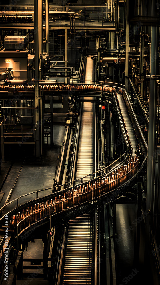 Automated Bottling Plant Conveyor System Industrial Machinery Automated Bottling Plant Conveyor System Industrial Machinery