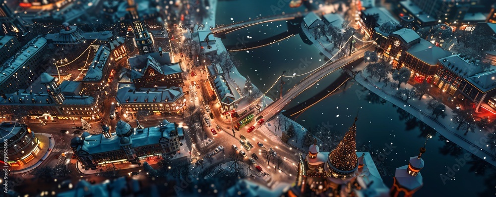 Obraz premium christmas city top view.
