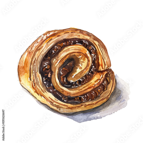 A watercolor of Fig Roll, isolated on a white background. Fig Roll vector.