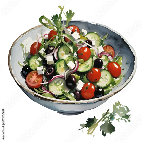 greek salad vector illustration