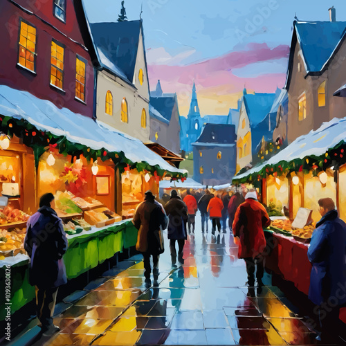 christmas market illustration