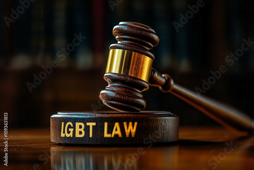 Symbolic representation of LGBT law and justice in a legal environment photo