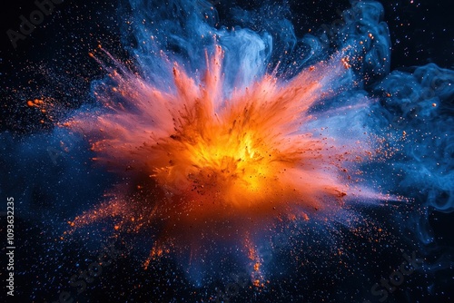 Wallpaper Mural Abstract Explosion with Orange and Blue Smoke Torontodigital.ca