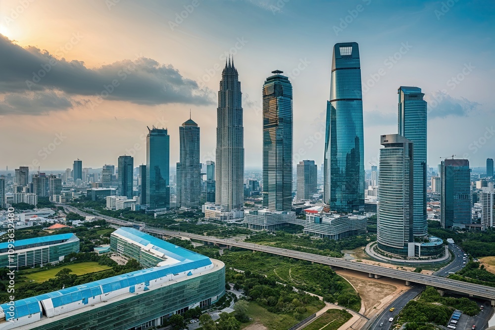 Fototapeta premium Sustainable Technology for Urban Renewal and Ecological Balance in Modern Metropolises