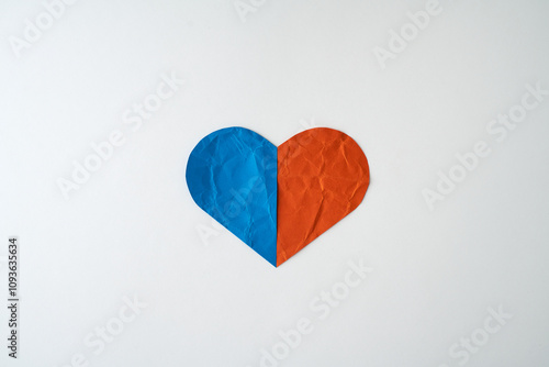 blue and orange Paper Heart	
