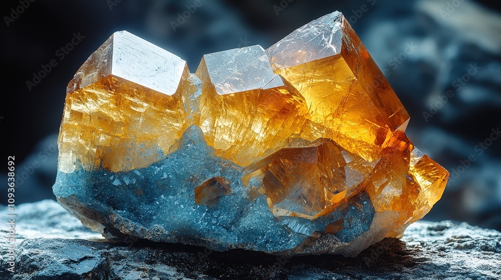 Stunning citrine and blue chalcedony crystal cluster in natural light Stunning citrine and blue chalcedony crystal cluster in natural light